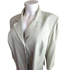 Vintage Womens Silk Light Green Blazer With Button Closure & Notched Lapels JJ40